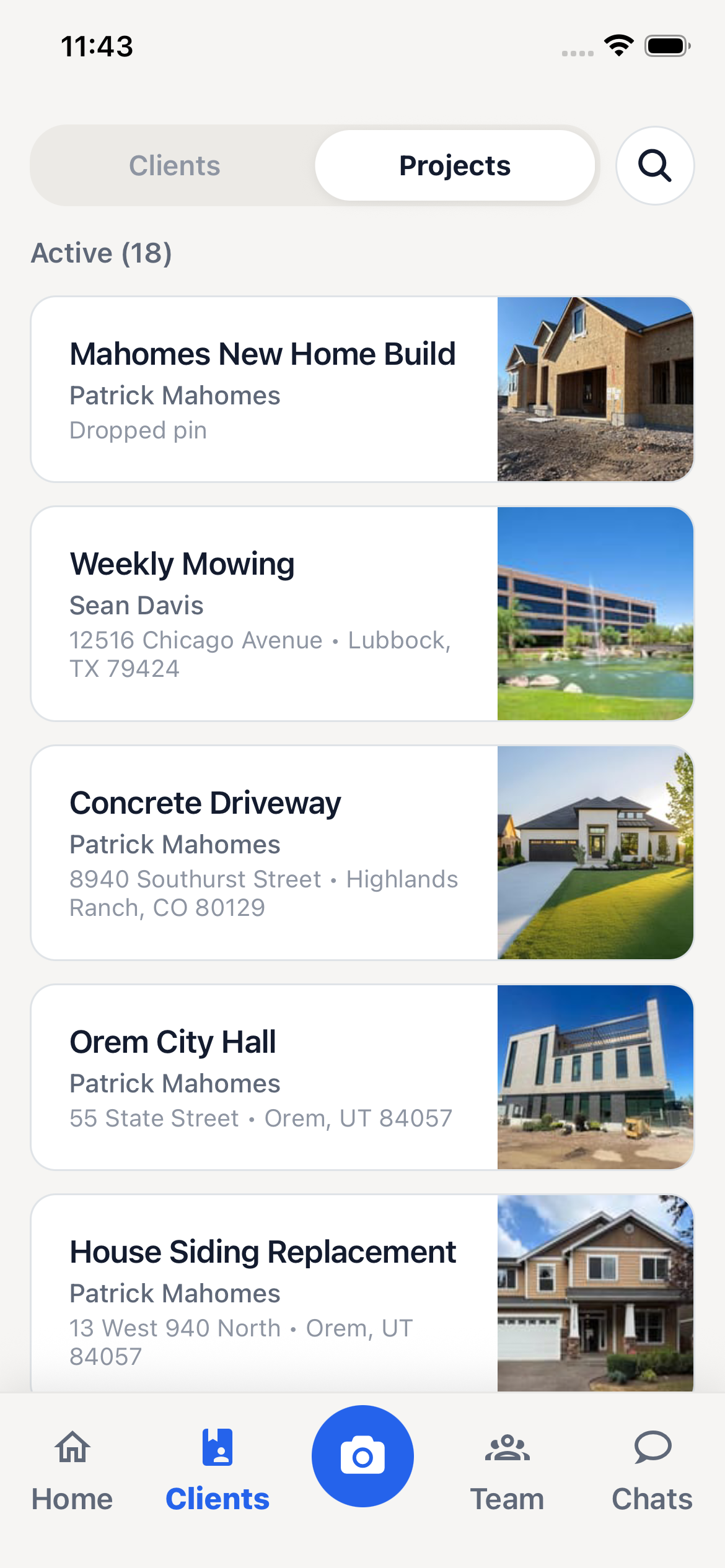 EchoView mobile app showing the cloud project library